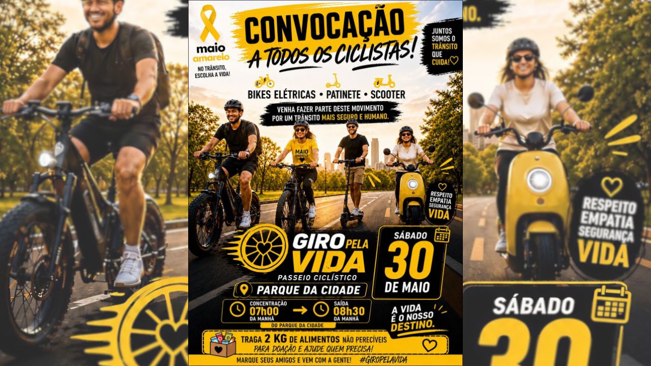 Giro Pela Vida promove conscientização no trânsito e arrecadação de alimentos no Maio Amarelo