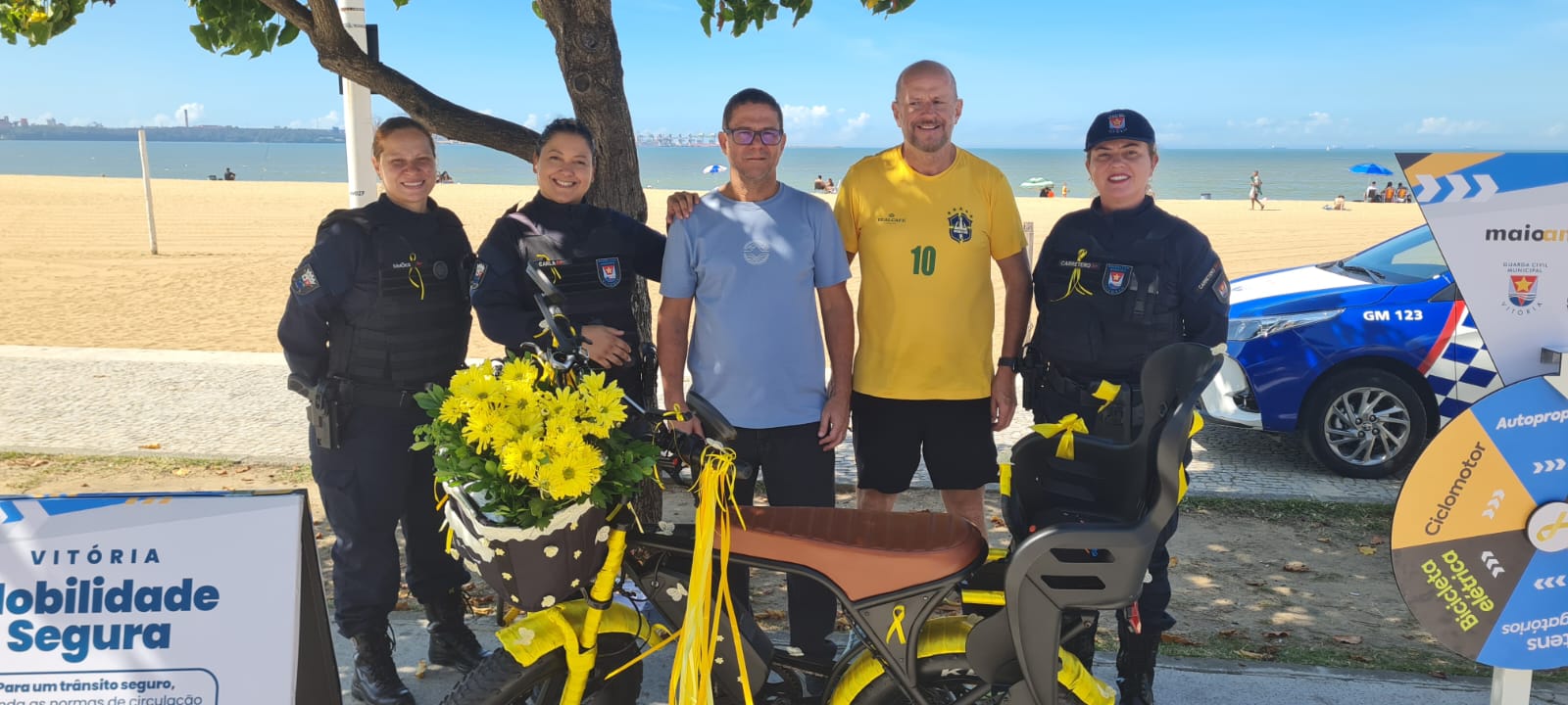 Maio Amarelo: Guarda de Vitória promove ações educativas para cerca de mil pessoas, incluindo crianças e usuários de e-bikes